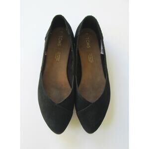 TOMS Womens Black Faux Suede Textile Slip On Pointy Toe Comfort Flats Shoes 7 M